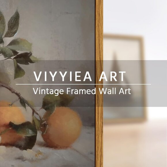 Vintage Farmhouse Framed Wall Art, Oranges Still Life Paintings Kitchen Decor Ae - Picture 6 of 7